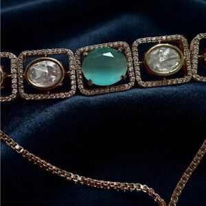 Elegant Gold Plated and Green Gemstone tennis bracelet